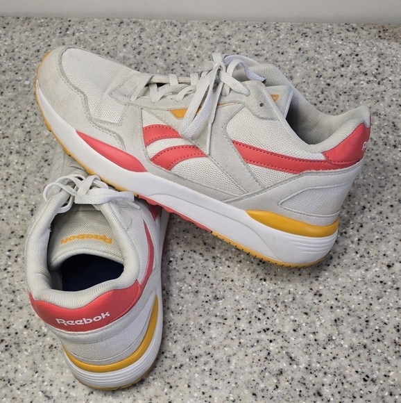 White Sneakers with Pink and Yellow Reebok Royal Bridge 2.0 Classics S 8.5 - Picture 5 of 9